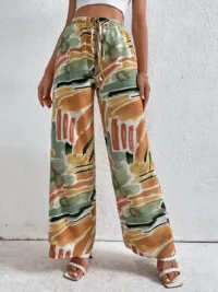 Holidaya Graphic Print Knot Front Pants
