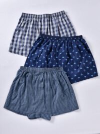 Men 3pcs Plaid & Palm Tree Print Boxer Brief