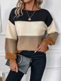 Color Block Drop Shoulder Sweater