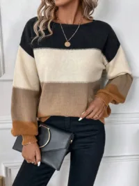Color Block Drop Shoulder Sweater