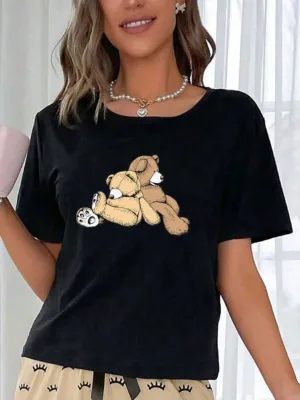 Women's Panda Print Pajama Top (Without Pants)