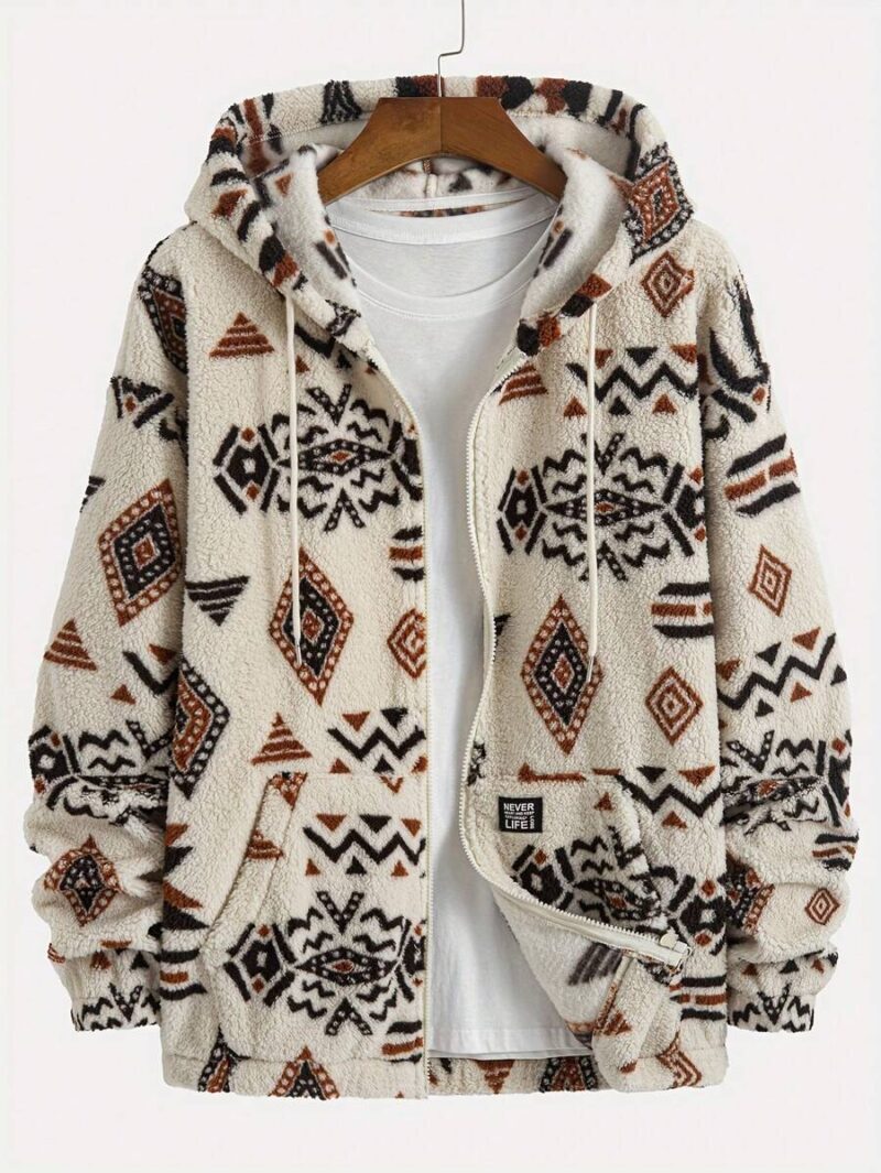 Fleece Hoodie With Drawstring And Zipper, Suitable For Casual Daily, Outdoor Commuting, And Simple, Warm Fleece Jacket, Long Sleeve Hoodie For Autumn/Winter - Image 1