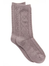 Wool Blend Textured Diamonds Crew Socks