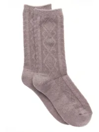 Wool Blend Textured Diamonds Crew Socks